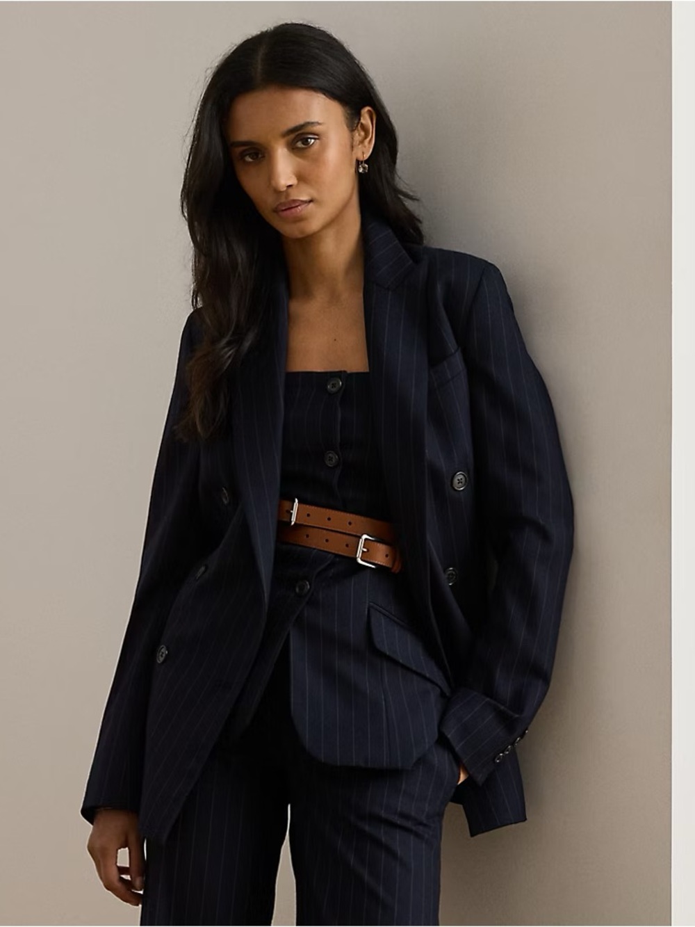 Ralph Lauren Navy Pinstripe Double-Breasted Blazer